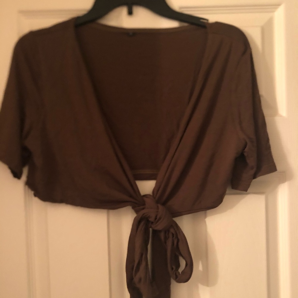 Forest green shawl/crop top